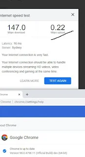 Google speed test showing slow upload speed in Chrome Dev