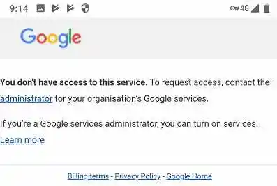 google error you do not have access to this service